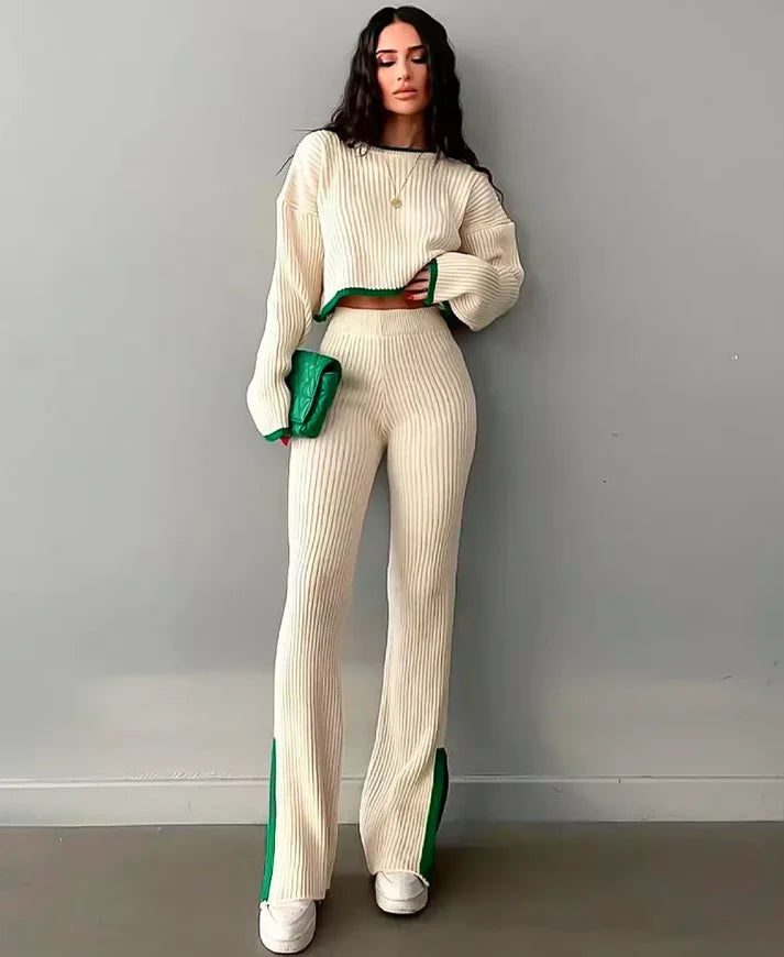 Emily - Ribbed Cropped Knitwear Set