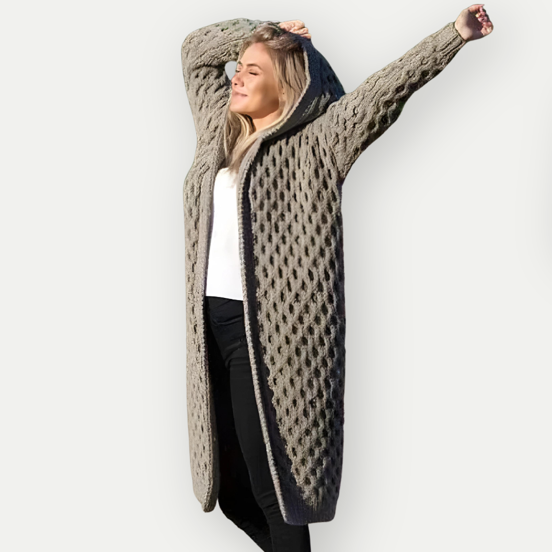 Esther - Wool Cardigan With Hoodie