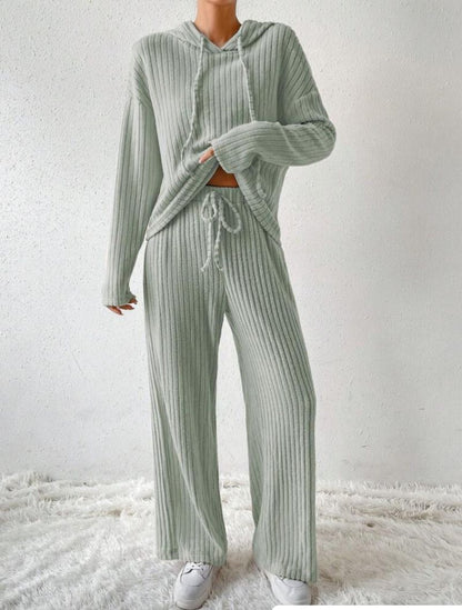 Vesper - Casual Knit Hoodie Two-Piece Set
