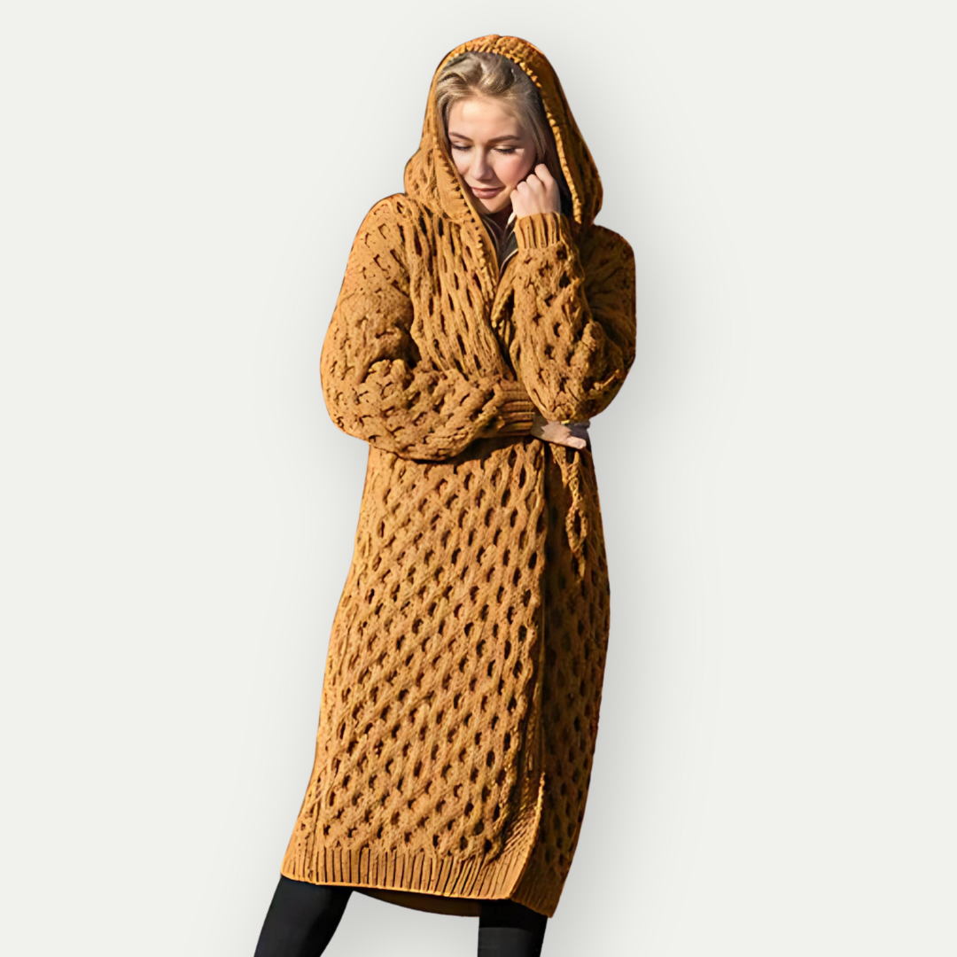 Esther - Wool Cardigan With Hoodie