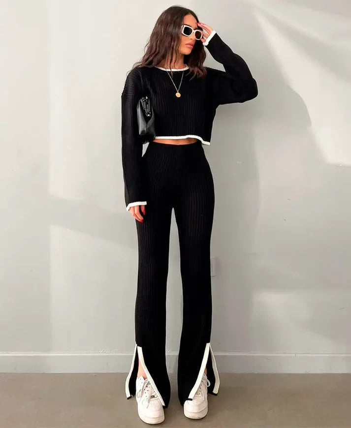 Emily - Ribbed Cropped Knitwear Set