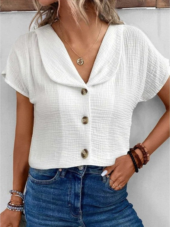 Maree - Top with Collar and Buttons